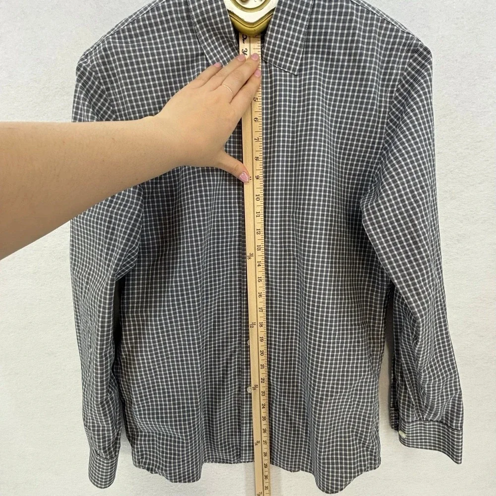 Banana Republic Button Down Shirt Small Blue White Check Non-Iron Standard Fit